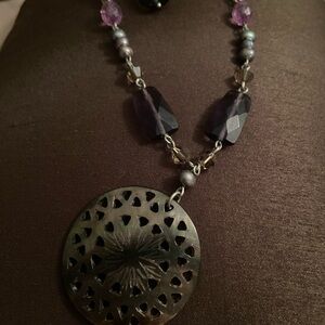 Elegant Purple and Silver Pendant Necklace